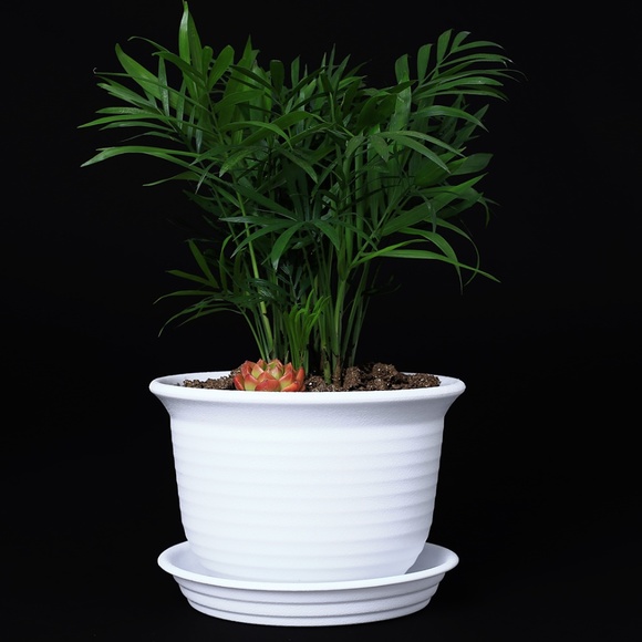 White 6” Plastic Round Drainage Plant Pot Saucer Tray Outdoor Indoor flowers - Picture 1 of 9